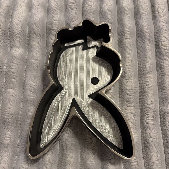 Playboy Bunny Ashtray Chrome Black Metal Collectable Vintage - Picture 3 of 10
